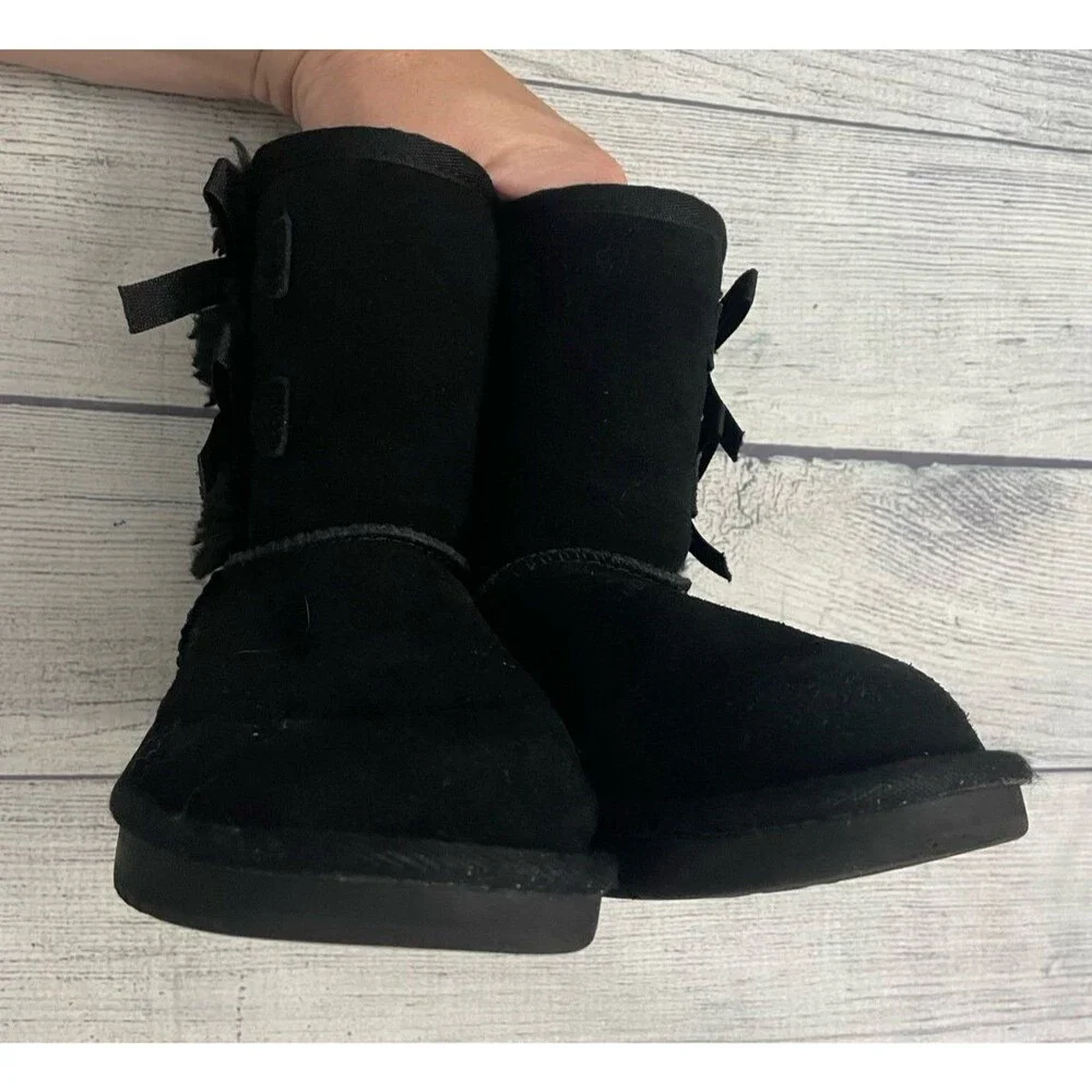 Black Ugg Uggs Koolaburra Little Girl Toddler Winter Boots, Size Youth 12